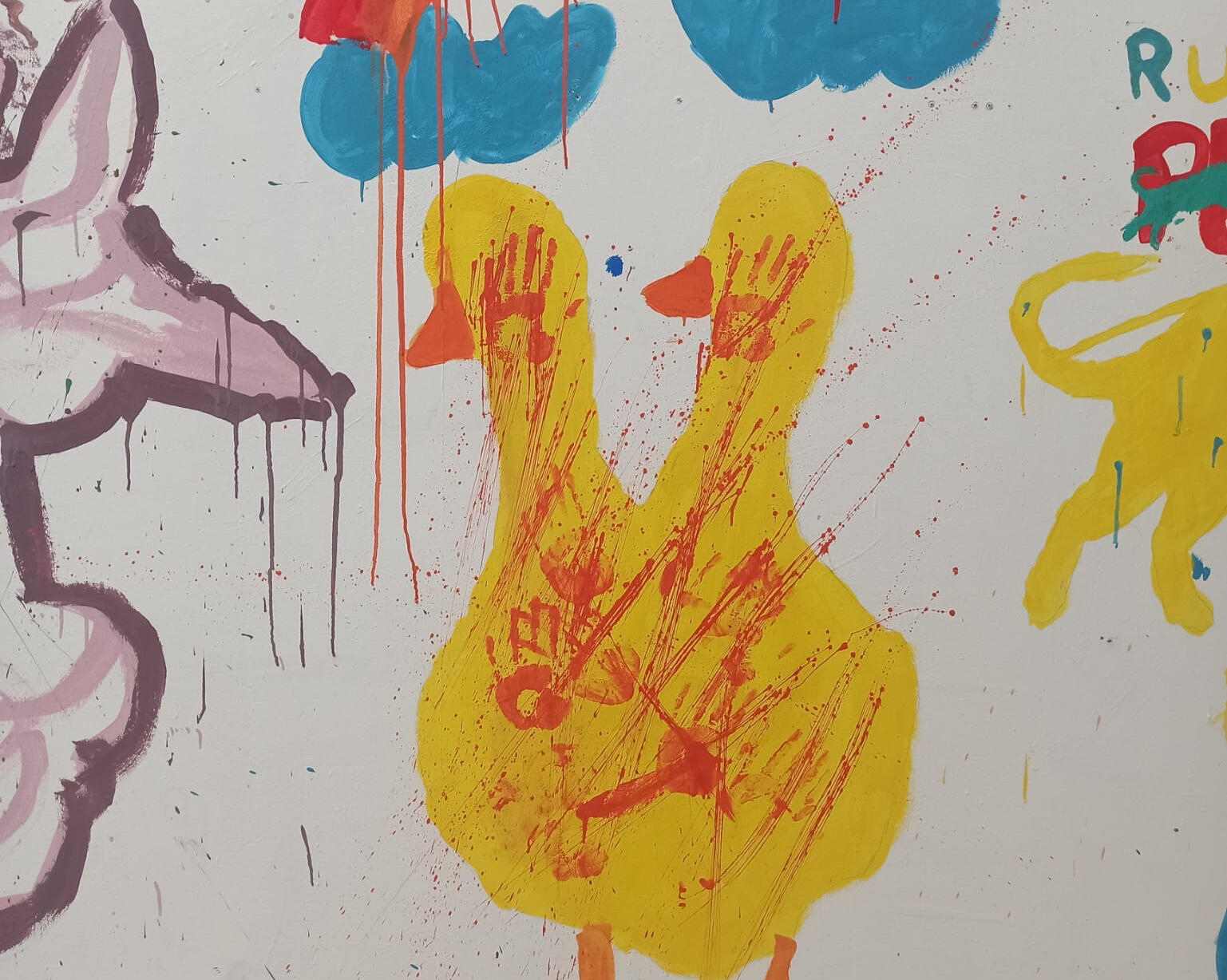 Desarrollo del mural, procesos creativos en ormato grande.